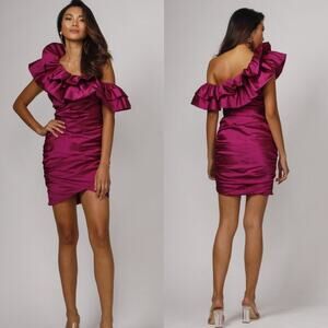 NWT Jay Godfrey Purple Jolene One Shoulder Ruched Dress Sz 2 MSRP $198